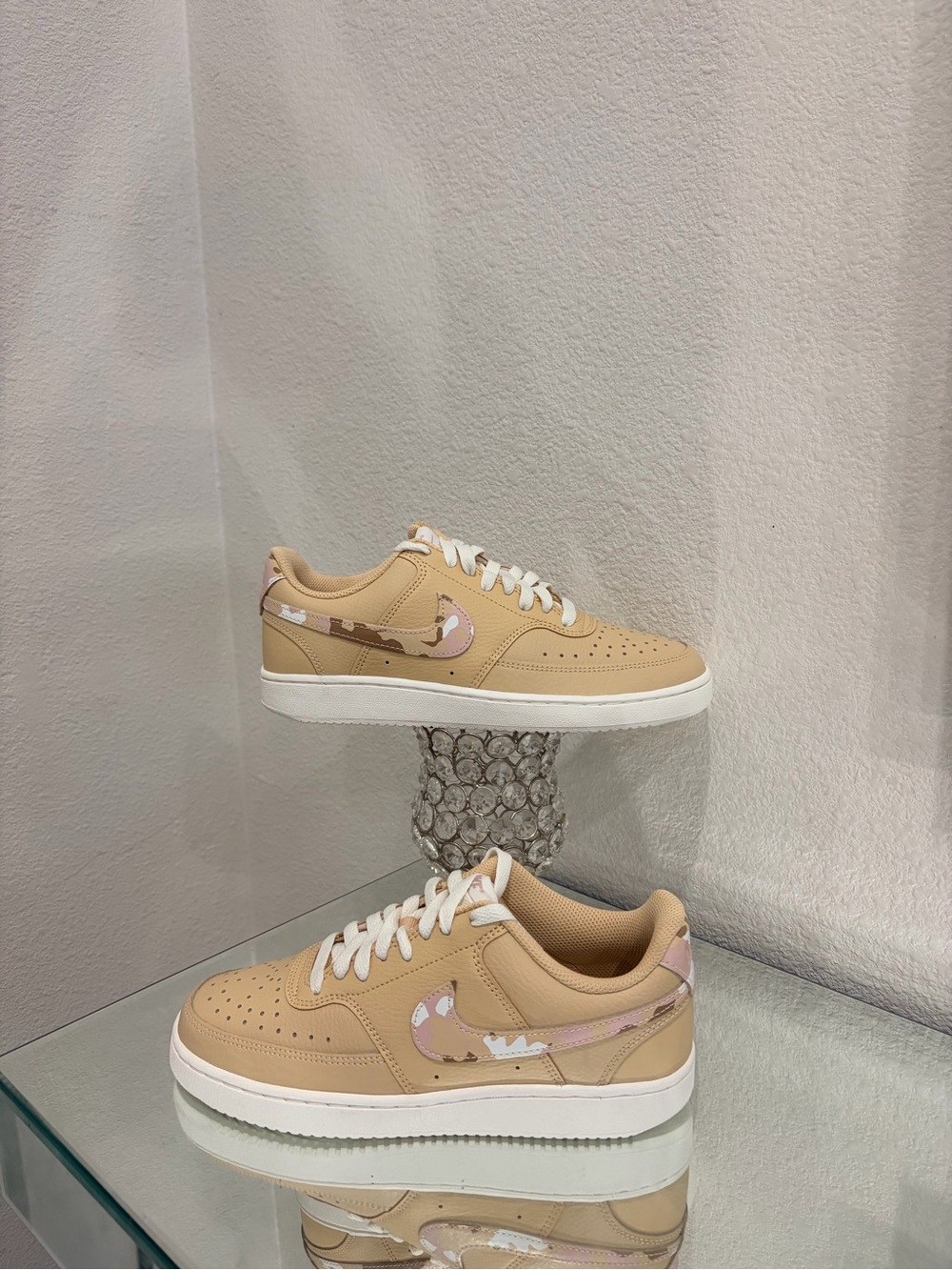 Nike court vision low Women’s Tan and Pink Low-Top Sneakers